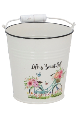 Blikken Emmer Life is Beautiful 9.5x12.5x12.5cm 6stuks Blikken Emmer Life is Beautiful 9.5x12.5x12.5cm 6stuks