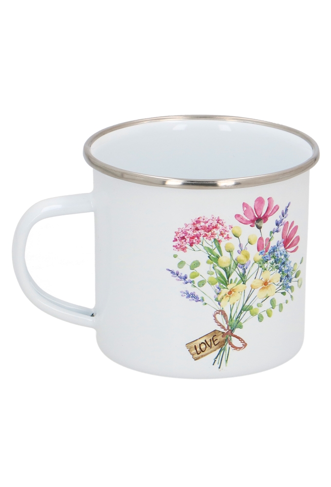 Blikken Mok Bloemen 9x8cm 12stuks