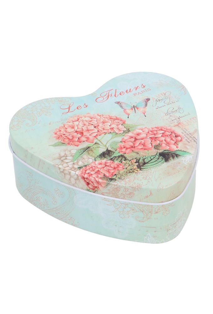 Blikken Hart Hortensia L 14x13.5x5cm 12stuks