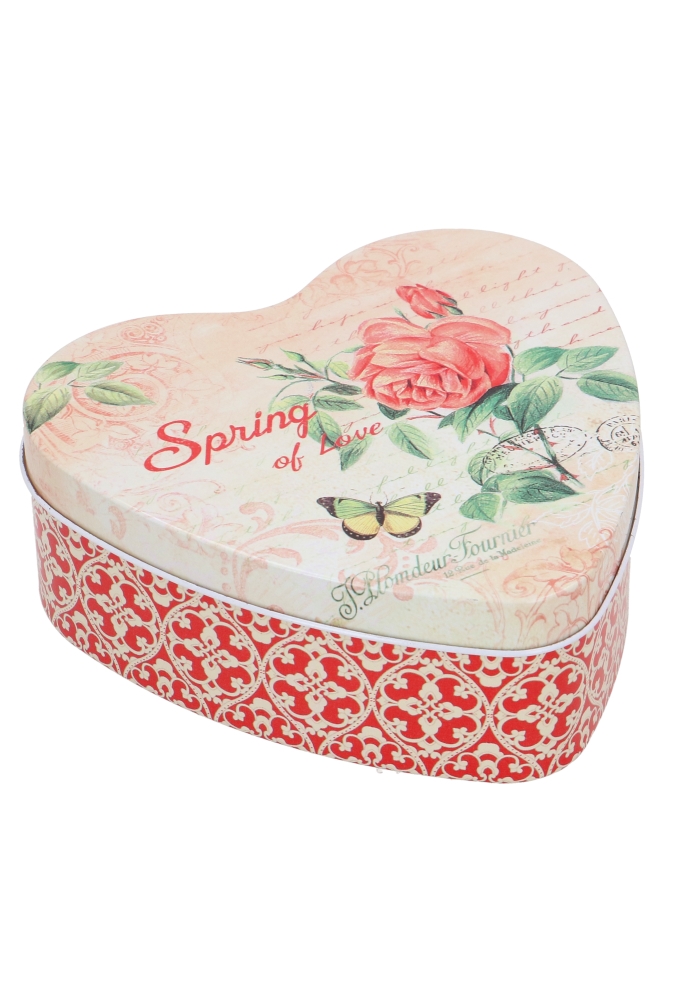 Blikken Hart Roos & Vlinder 14x13.5x5cm 12stuks