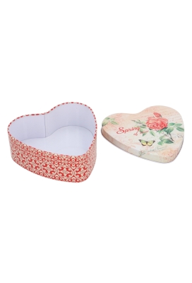 Blikken Hart Roos & Vlinder 14x13.5x5cm 12stuks