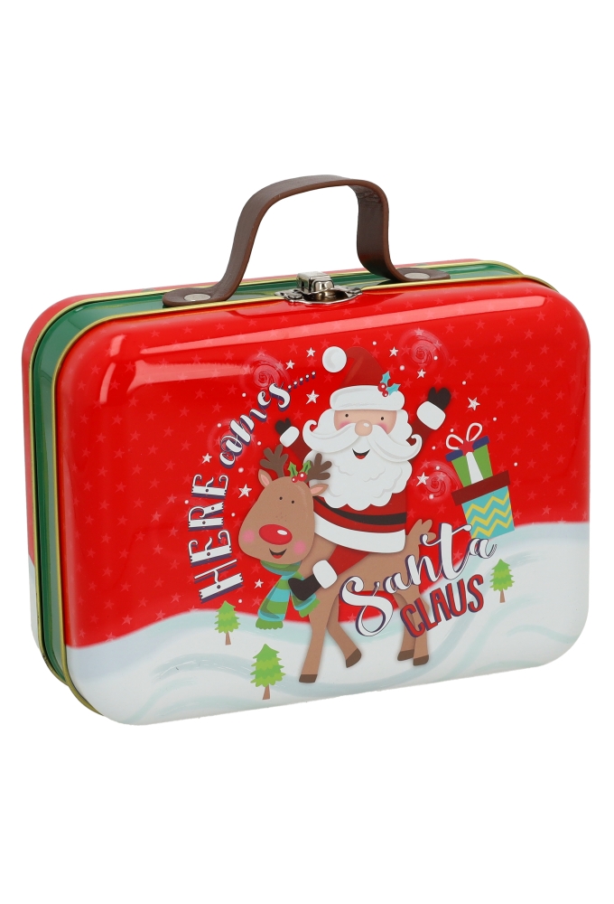 Blikken Koffer Santa & Rendier 19x14x8cm 12stuks
