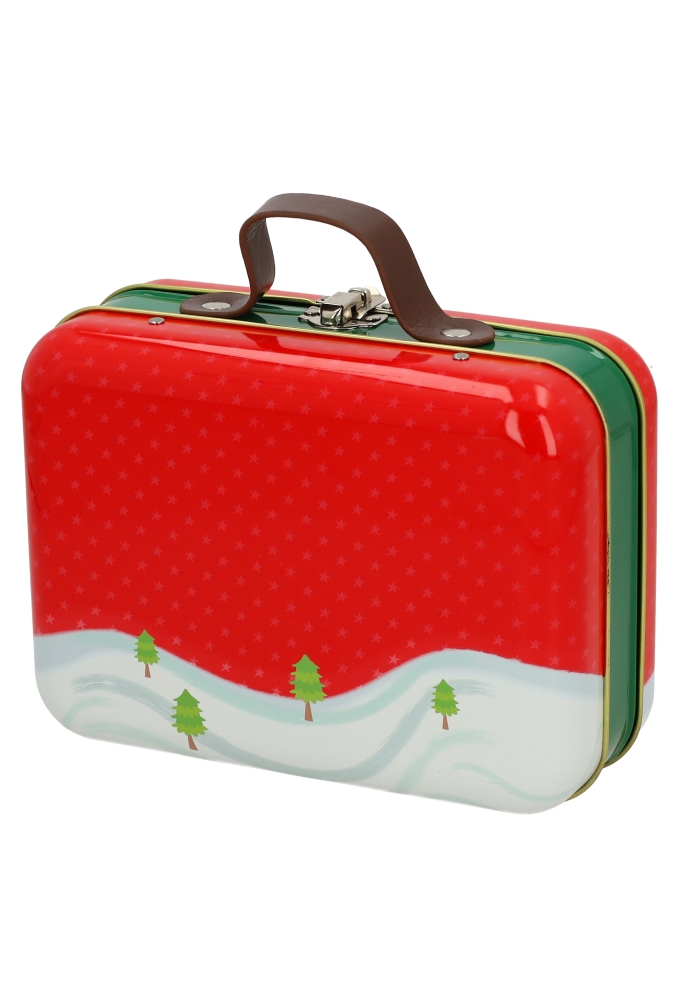 Blikken Koffer Santa & Rendier 19x14x8cm 12stuks