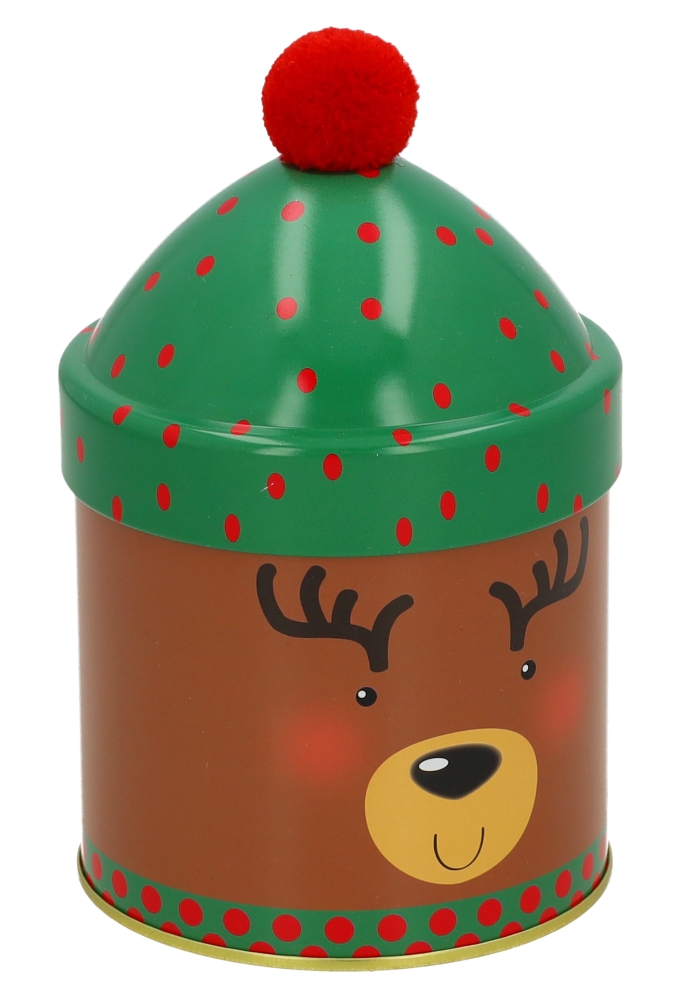 Blikken Rendier Met Muts 9x12.5cm 12stuks