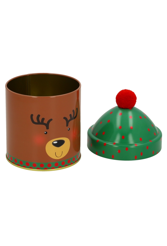 Blikken Rendier Met Muts 9x12.5cm 12stuks