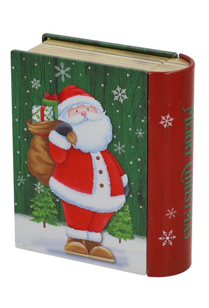 Blikken Kerstboek 11.8x10x3.8cm 24stuks Blikken Kerstboek 11.8x10x3.8cm 24stuks