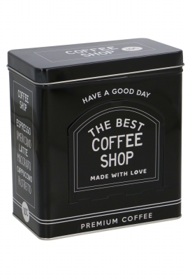 Blikken Zwart Rechthoekig Koffie Met Klep 16.1x9.6x17.5cm 12stuks
