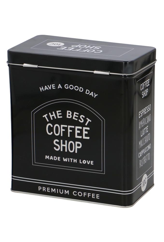 Blikken Zwart Rechthoekig Koffie Met Klep 16.1x9.6x17.5cm 12stuks