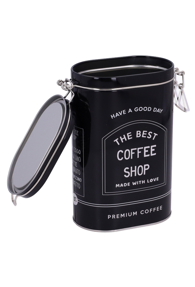 Blikken Zwart Ovaal Koffie Met Beugel 12.2x8x20cm 12stuks