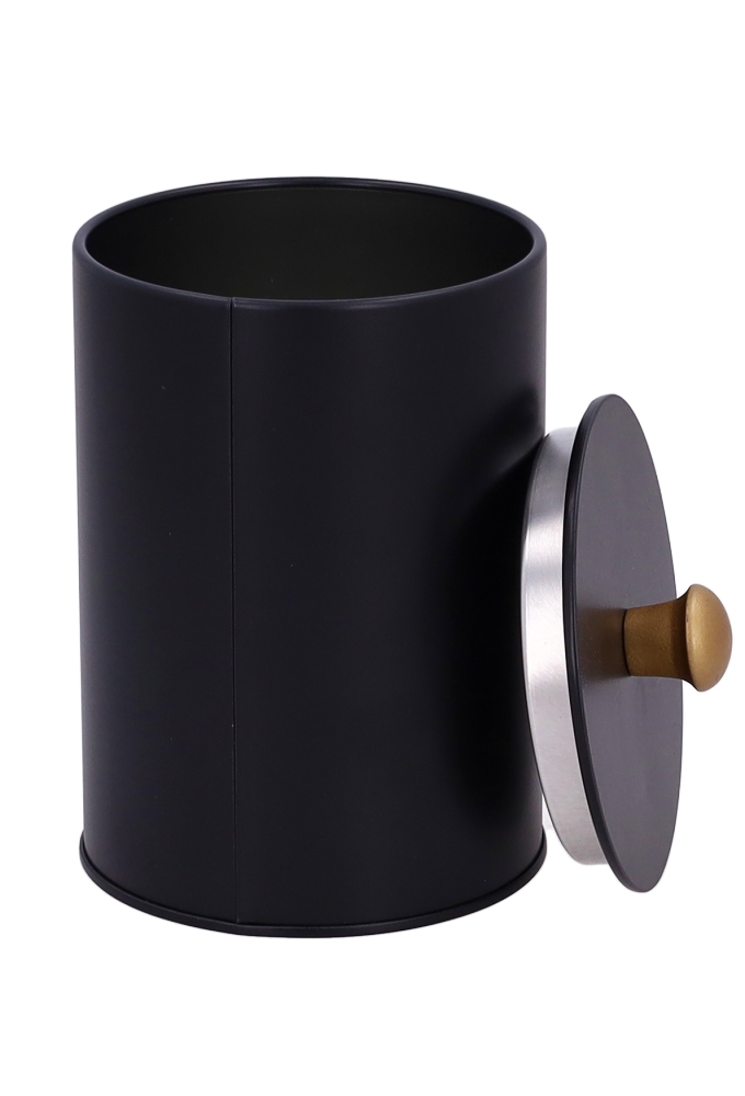 Blikken Zwart Rond & Goud Houten Knop 9x12.5cm 12stuks