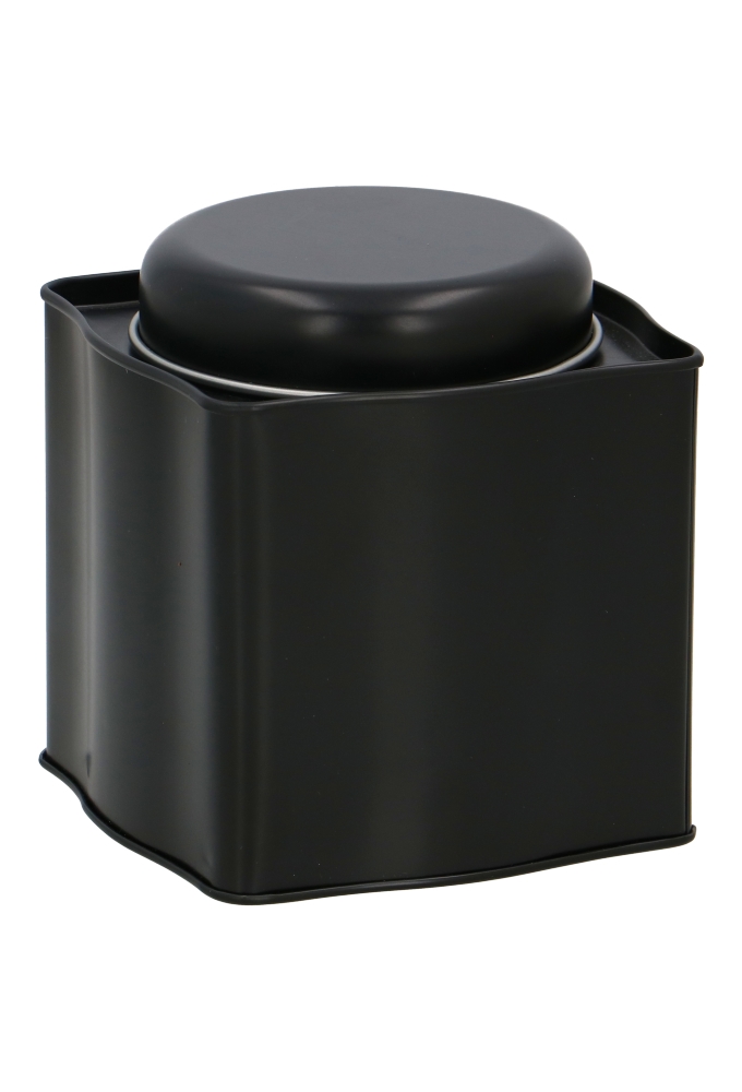 Blikken Zwart Vierkant & Rond Deksel 10.5x10.5x9.5cm 12stuks