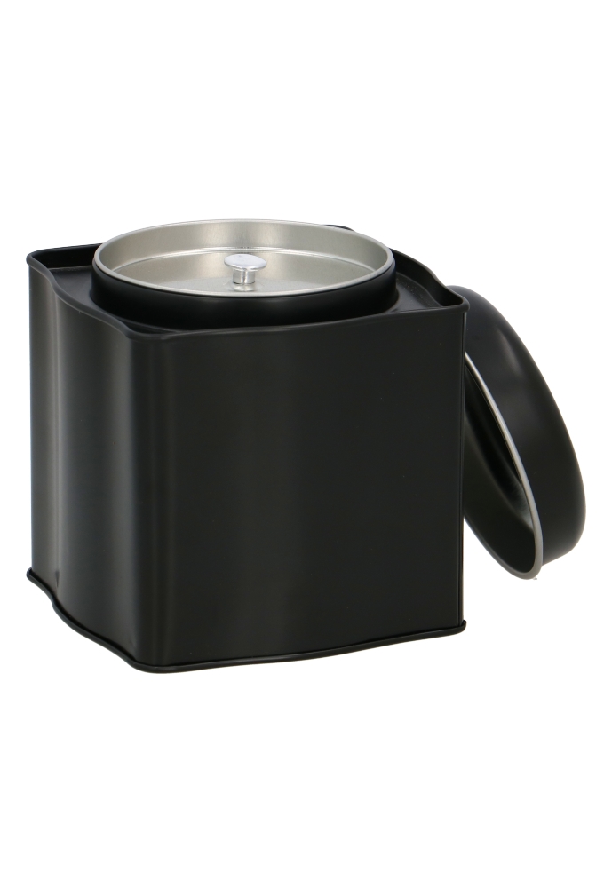 Blikken Zwart Vierkant & Rond Deksel 10.5x10.5x9.5cm 12stuks