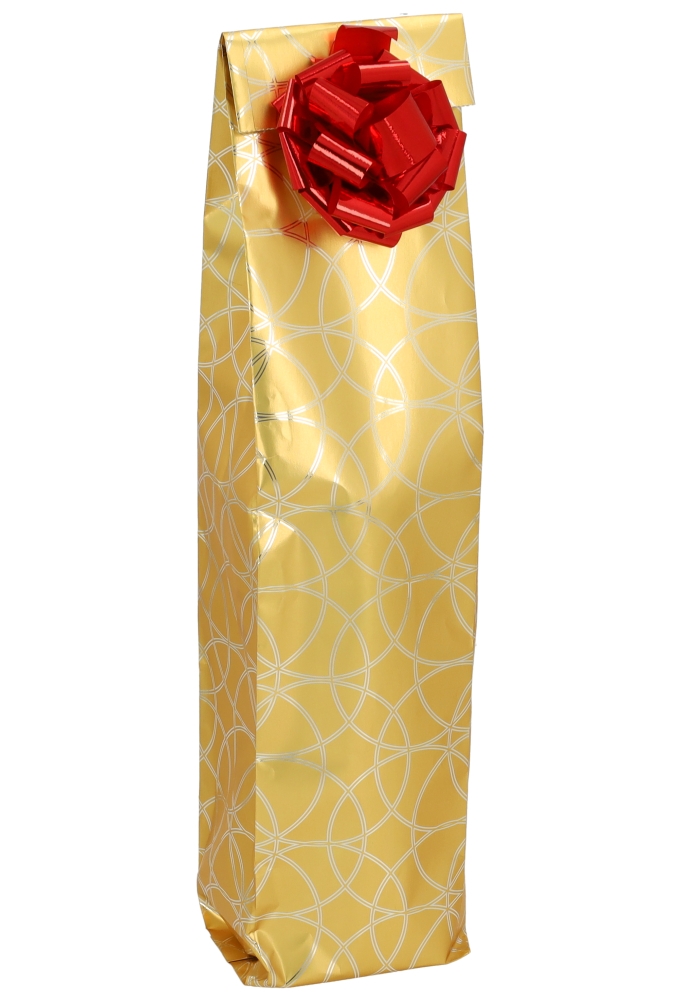Wijnzak Florence Gold & Zilveren Metallic Cirkelprint 9x42cm 50stuks