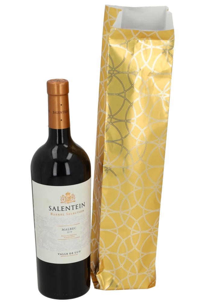 Wijnzak Florence Gold & Zilveren Metallic Cirkelprint 9x42cm 50stuks