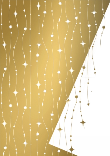 Kerstpapier Dubbelzijdig Stars Falling Wit & Goud 50 cm x  200meter