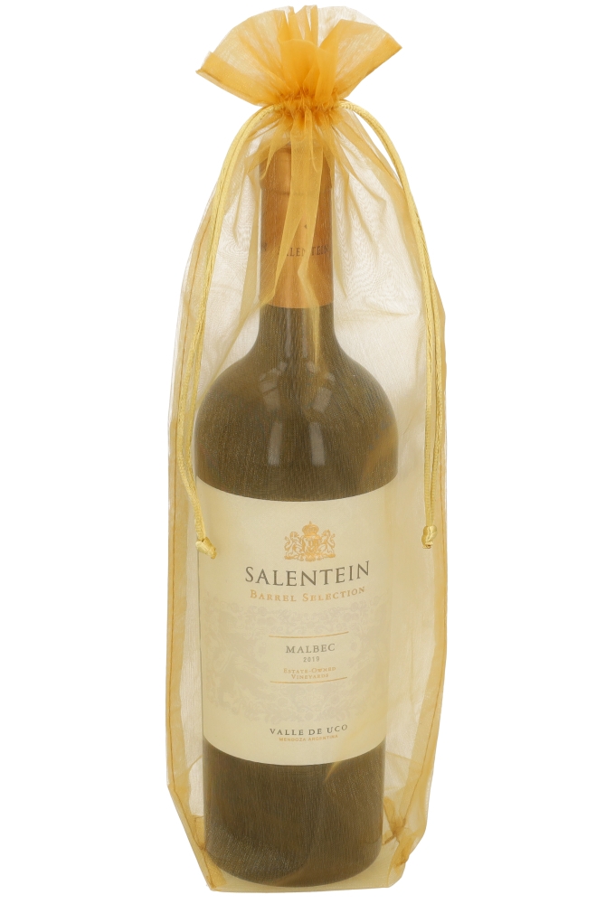 Wijnzak Organza Goud Blokbodem 15x7,5x37cm 10stuks