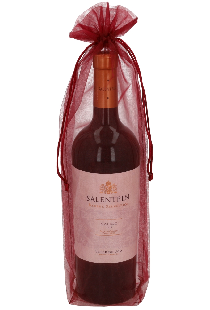 Wijnzak Organza Bordeaux Blokbodem 15x7,5x37cm 10stuks
