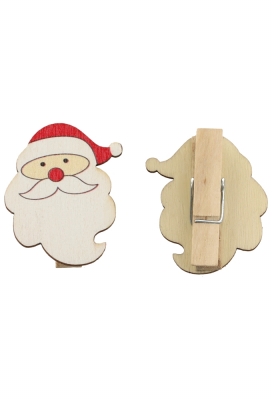 Houten Decoratie Kerstman Met Knijper 4x3cm 36stuks Houten Decoratie Kerstman Met Knijper 4x3cm 36stuks