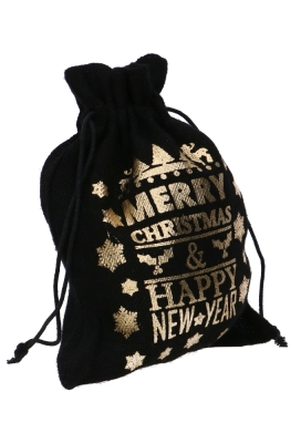Luxe Kerstzak Jute Merry Christmas Zwart 25x32cm 9 stuks Luxe Kerstzak Jute Merry Christmas Zwart 25x32cm 9 stuks
