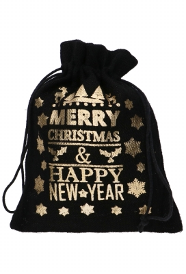 Luxe Kerstzak Jute Merry Christmas Zwart 25x32cm 9 stuks Luxe Kerstzak Jute Merry Christmas Zwart 25x32cm 9 stuks