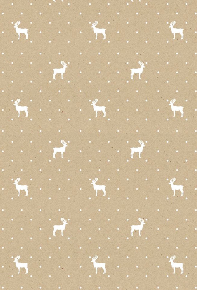 Kerstpapier du monde reindeer eco Wit Recycled 70cm x 250meter