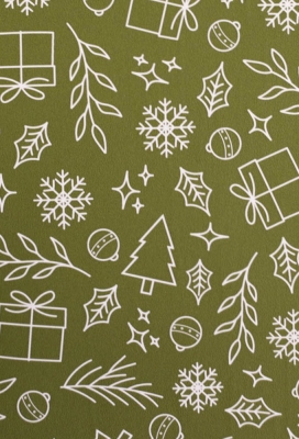Kerstpapier Coated Papier Witte Kerstsymbolen Groen 50x70cm 250vellen Kerstpapier Coated Papier Witte Kerstsymbolen Groen 50x70cm 250vellen