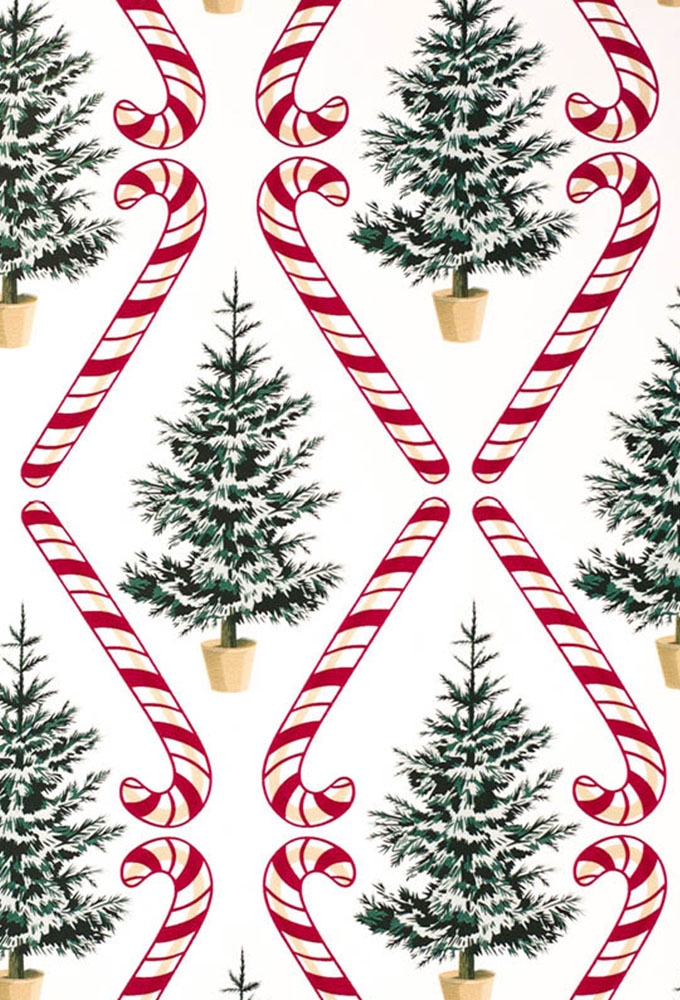 Kerstpapier Coated Papier Retro Kerstbomen Roze 50x70cm 250vellen