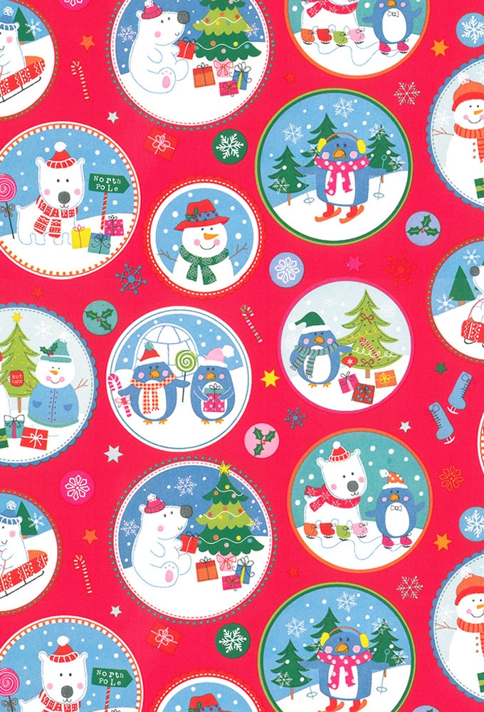 Kerstpapier Coated Papier Kerstballen Mix 50cm  x 200meter