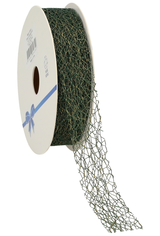 Luxe Kadolint Weblint Groen Metallic Goud 25mm x 10meter Luxe Kadolint Weblint Groen Metallic Goud 25mm x 10meter