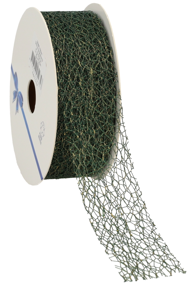 Luxe Kadolint Weblint Groen Metallic Goud 38mm x 10meter Luxe Kadolint Weblint Groen Metallic Goud 38mm x 10meter