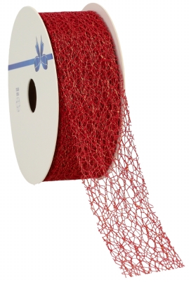 Luxe Kadolint Weblint Rood Metallic Goud 38mm x 20meter