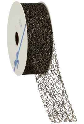 Luxe Kadolint Weblint Zwart Metallic Goud 38mm x 20meter