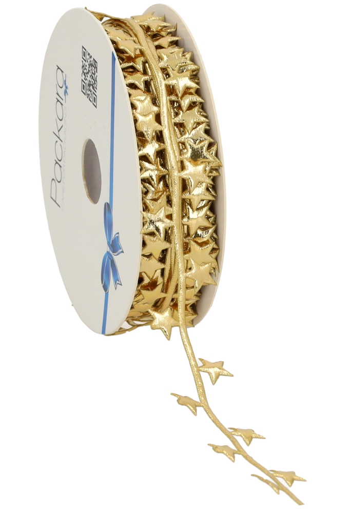 Luxe Kadolint Dubbel Stars Leer Look Goud Metallic 25mm x 15meter