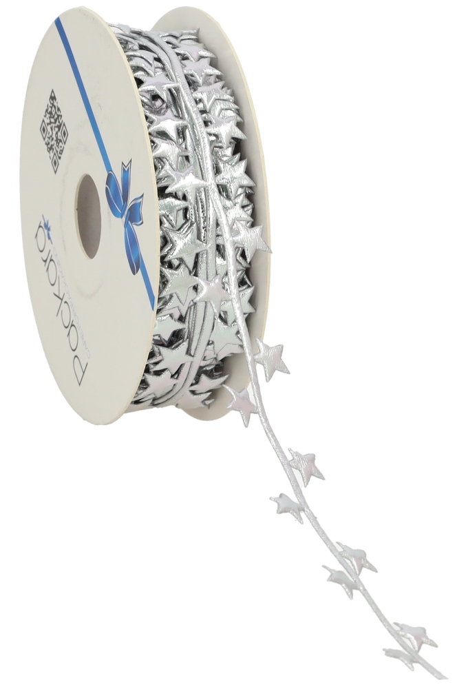 Luxe Kadolint Dubbel Stars Leer Look Zilver Metallic 25mm x 15meter