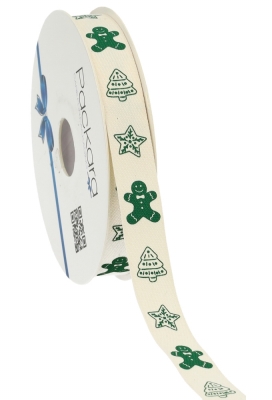 Kerstlint Katoen Merry Christmas Symbols Groen 15mm x 20meter Kerstlint Katoen Merry Christmas Symbols Groen 15mm x 20meter
