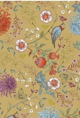 Geschenkpapier Kraft Bruin Mosterd bloemenprint 50cm x 250meter Geschenkpapier Kraft Bruin Mosterd bloemenprint 50cm x 250meter