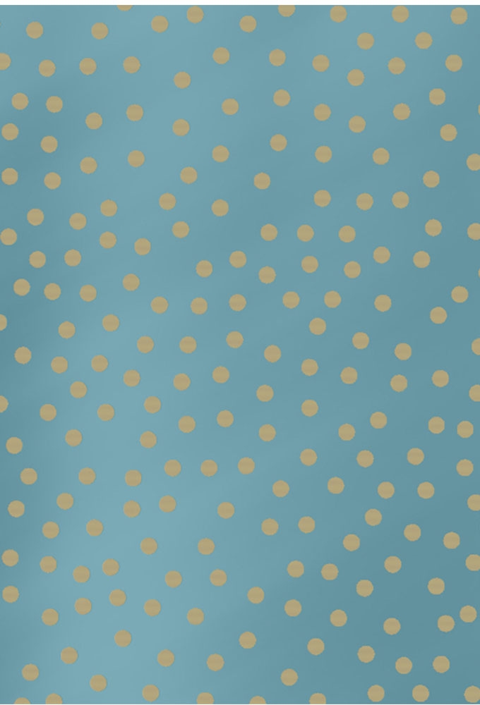 Cadeaupapier Kraft Bruin Blauw met gouden stippen 70cm x 250meter