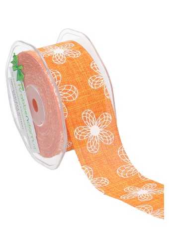 AKTIE Kadolint Canvas Oranje Met Witte Bloemetje 38mm x 15meter