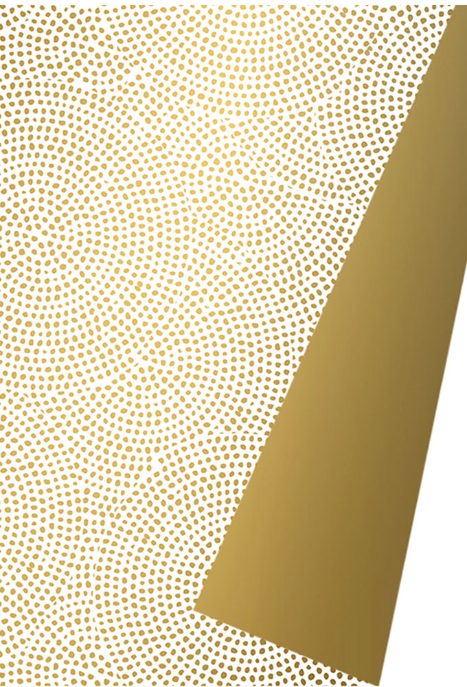 Geschenkpapier Coated Dubbelzijdig Gouden stippenprint 50cm x 200meter