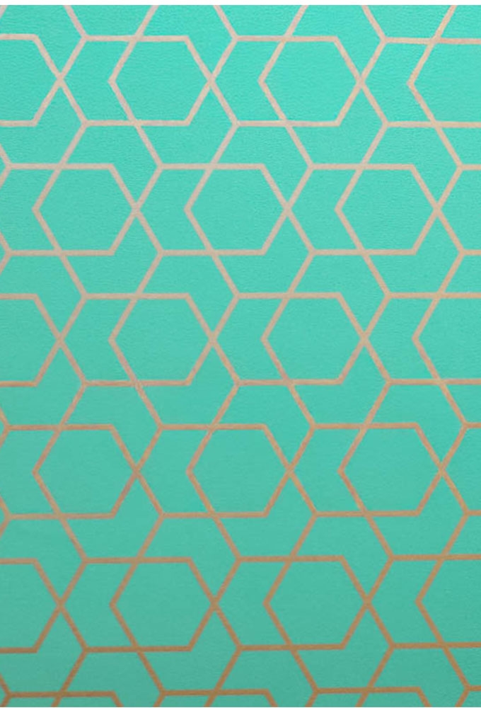 Geschenkpapier Coated Turquoise zeshoeken 50cm x 200meter Geschenkpapier Coated Turquoise zeshoeken 50cm x 200meter