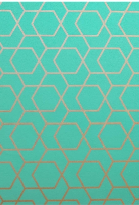 Geschenkpapier Coated Turquoise zeshoeken 50cm x 200meter Geschenkpapier Coated Turquoise zeshoeken 50cm x 200meter