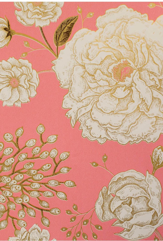 Cadeaupapier Coated Zalmroze pioenrozen 70cm x 200meter