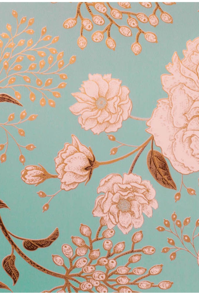 Kadopapier Coated Blauwgroene bloesemtakken 50x70cm x 250 vellen