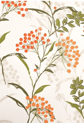 Geschenkpapier Coated Wit met oranje bessen 50cm x 200meter Geschenkpapier Coated Wit met oranje bessen 50cm x 200meter