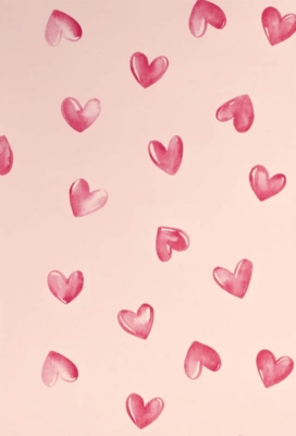 Geschenkpapier Coated Roze waterverfhartjes 50cm x 200meter