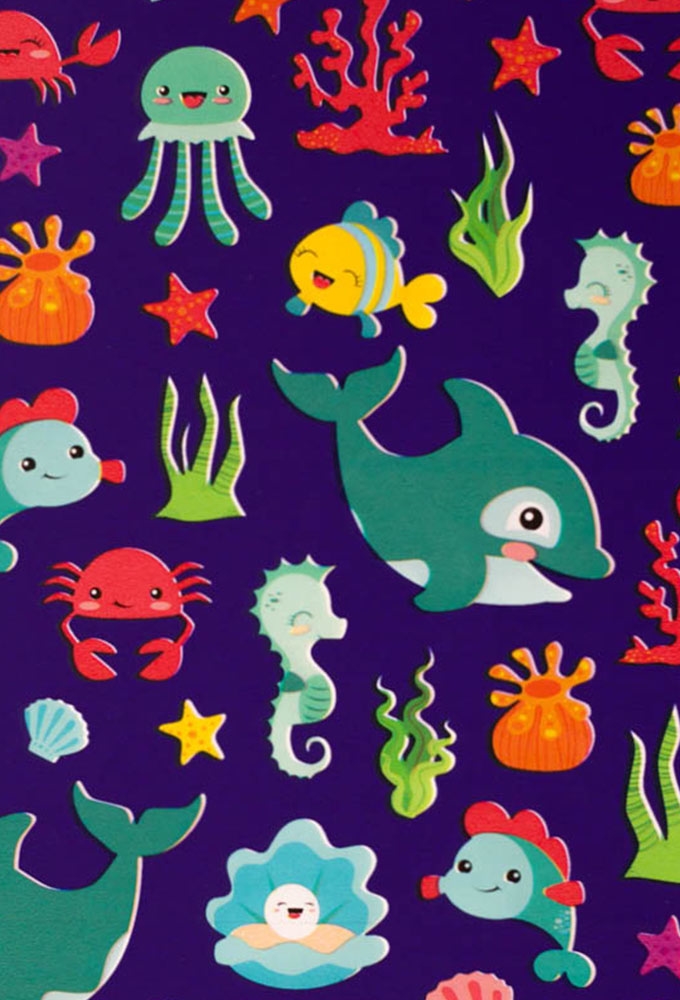 Cadeaupapier Coated Onderwater zeewezens 70cm x 200meter Cadeaupapier Coated Onderwater zeewezens 70cm x 200meter