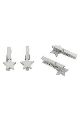 Houten Decoratie Mini Ster Zilver Met Mini Knijper 2.5 x 1.5cm 50stuks Houten Decoratie Mini Ster Zilver Met Mini Knijper 2.5 x 1.5cm 50stuks