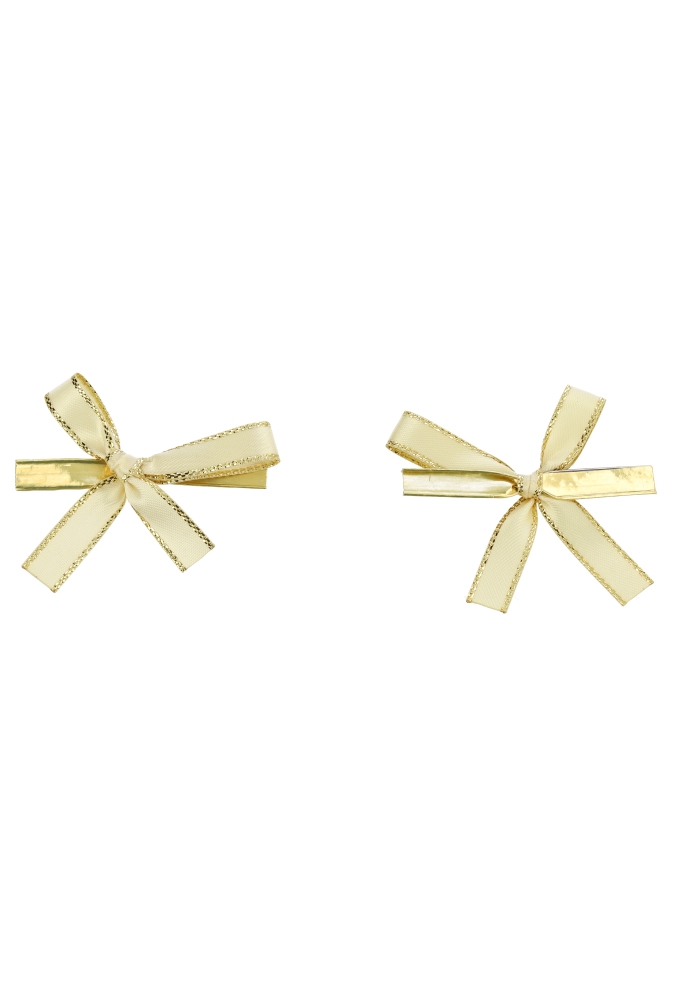 Luxe Strikje Satijn Ivory Met Goud & Clip 6x3.5cm 300stuks lint 1cm