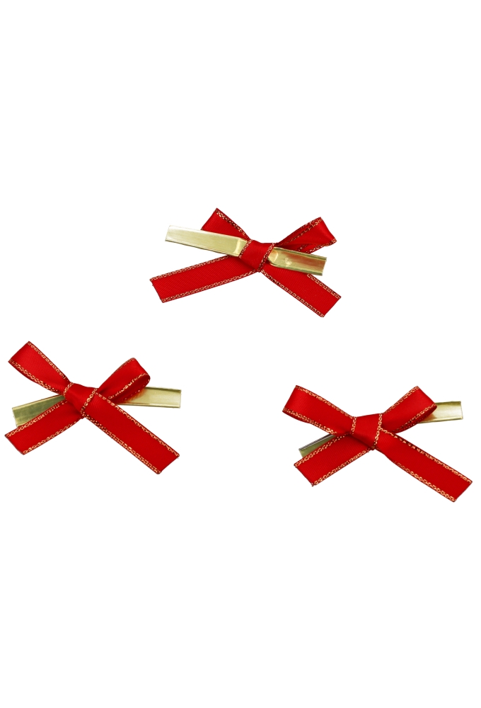 Luxe Strikje Satijn Rood Met Goud & Clip 6x3.5cm 300stuks lint 1cm
