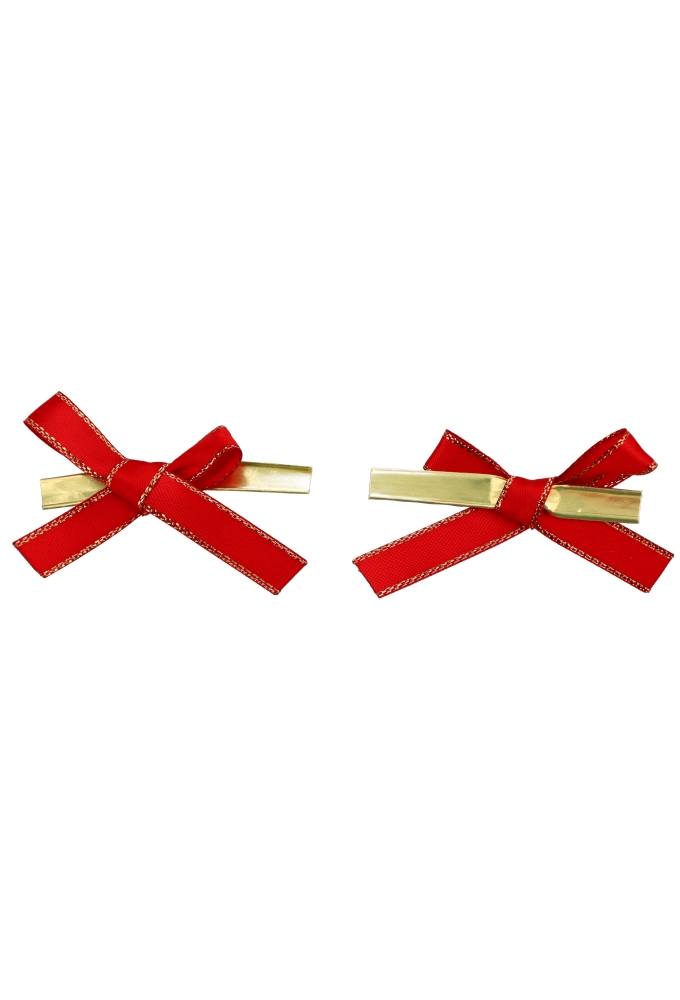 Luxe Strikje Satijn Rood Met Goud & Clip 6x3.5cm 300stuks lint 1cm